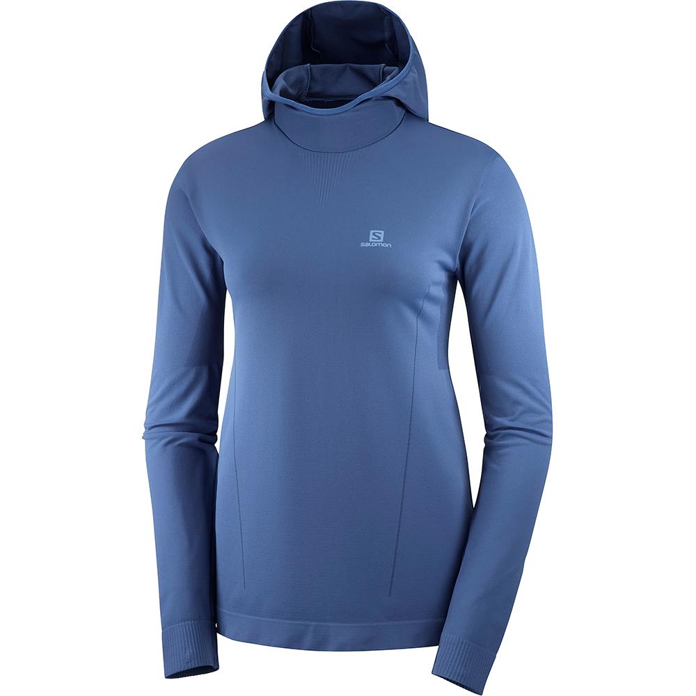 SALOMON AGILE MID HOODIE W SEAMLESS Philippines - Women's Midlayers - Dark Denim | 168743-PDU